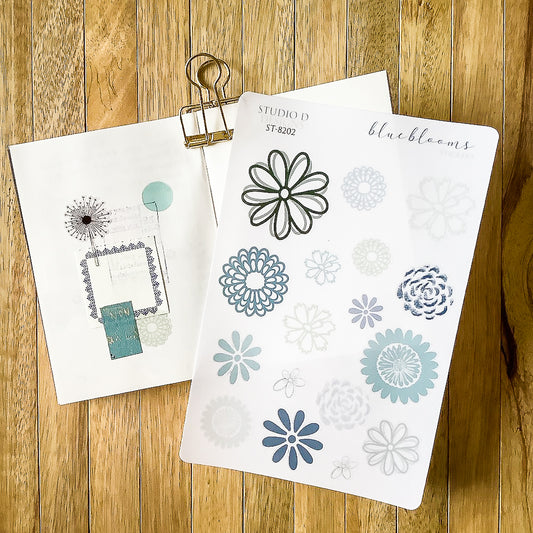 Blue Blooms Decorative Stickers ST-8202