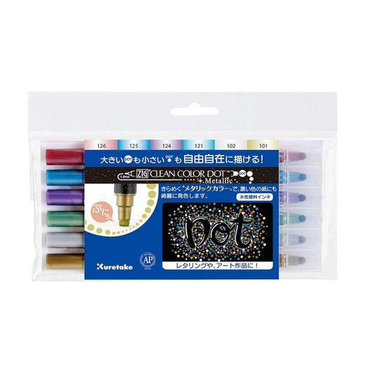 (Pre-Order) Kuretake Zig Clean Color Dot Metallic 6C