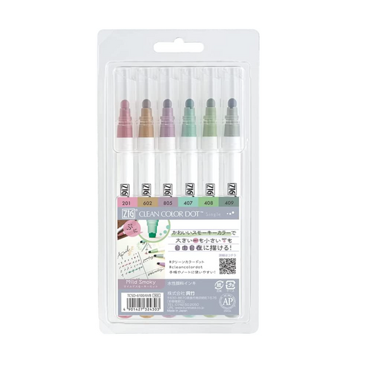 Kuretake Zig Clean Color Dot Mild Smoky 6C