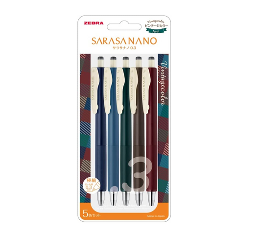 Zebra Sarasa Nano Clip Gel Ink Ballpoint Pen 0.3mm Classic Vintage